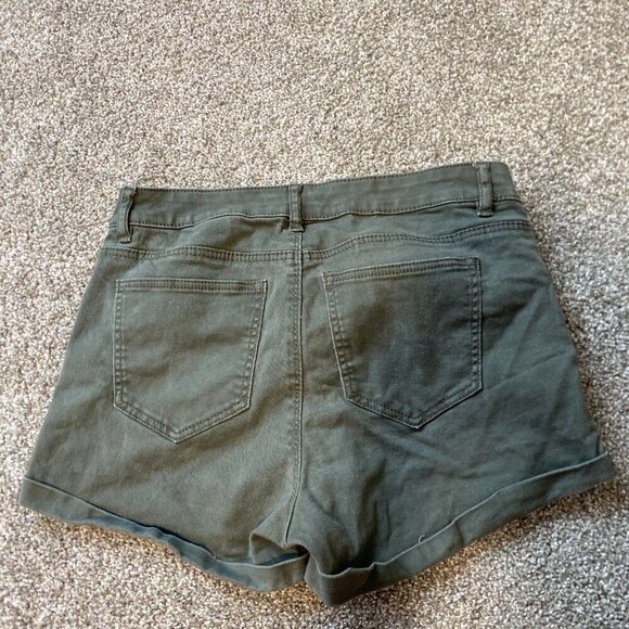 H&M Army Green High Waisted Denim Jean Shorts Women's Size Small 4 - Picture 3 of 3